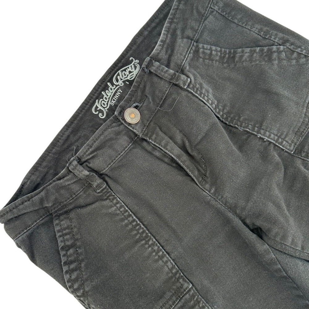 Faded Glory Skinny Cargo‎ Pants Women's Size 6 Black Cotton Blend